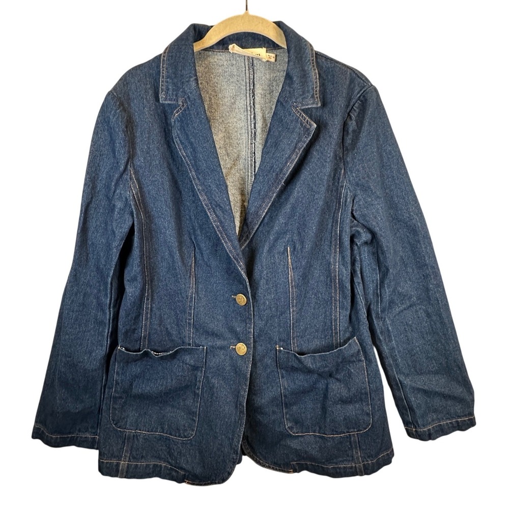 Denim by Ellison Womens Blue Cotton Denim Blazer Jacket TJ9942-6 Size M